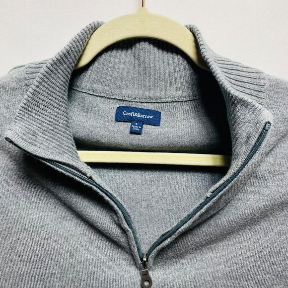 CRAOFT & BARROW MENS KNIT MOCK NECK 1/4 ZIP SWEATER SIZE L COLOR GREY - Picture 4 of 4